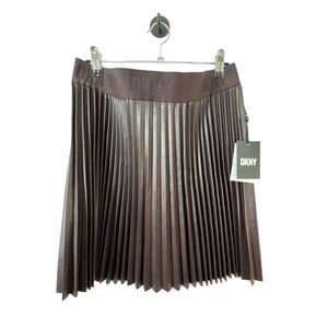 NWT DKNY Faux Leather Accordion Style Skirt
